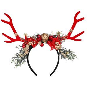 Women's Handmade Red Antler Christmas Headband